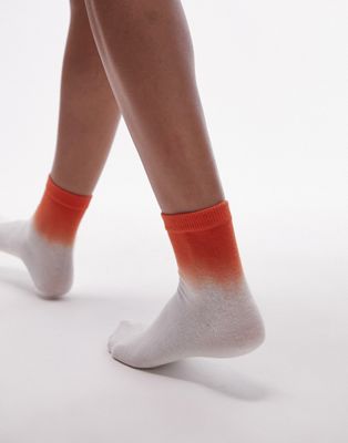 Topshop ombre socks in orange and off white