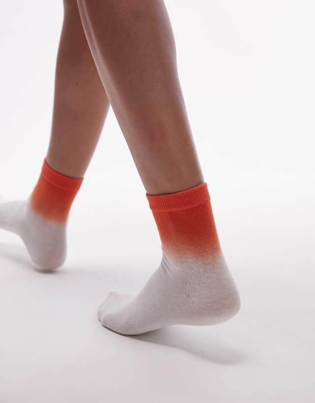 Topshop ombre socks in orange and off white