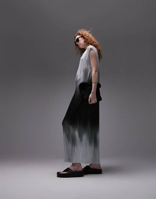 Topshop ombre textured column jersey dress in multi