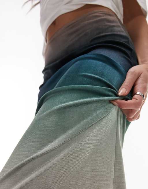Topshop ombre velvet maxi skirt in multi