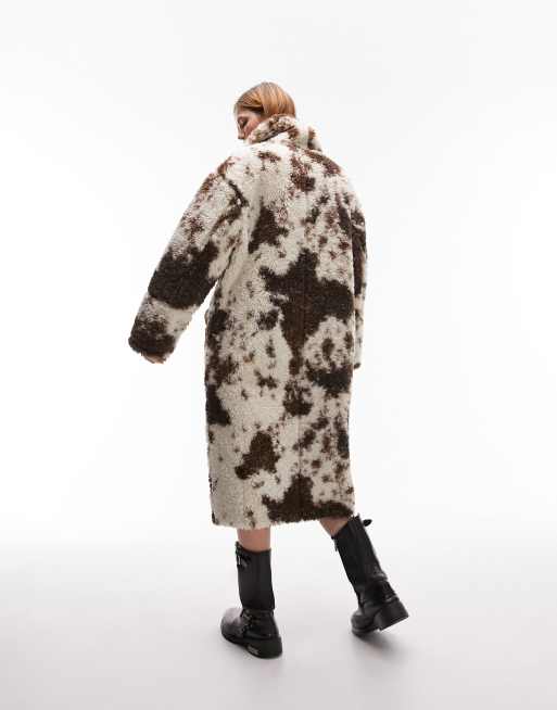 Topshop - Omkeerbare borgjas met riem in dierenprint, 3 van 4