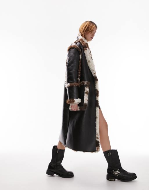 Topshop - Omkeerbare borgjas met riem in dierenprint, 4 van 4