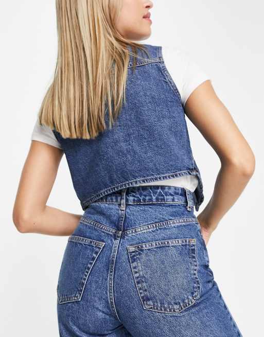 Topshop One – Niebieskie jeansy mom fit o kroju oversize, 3 z 4