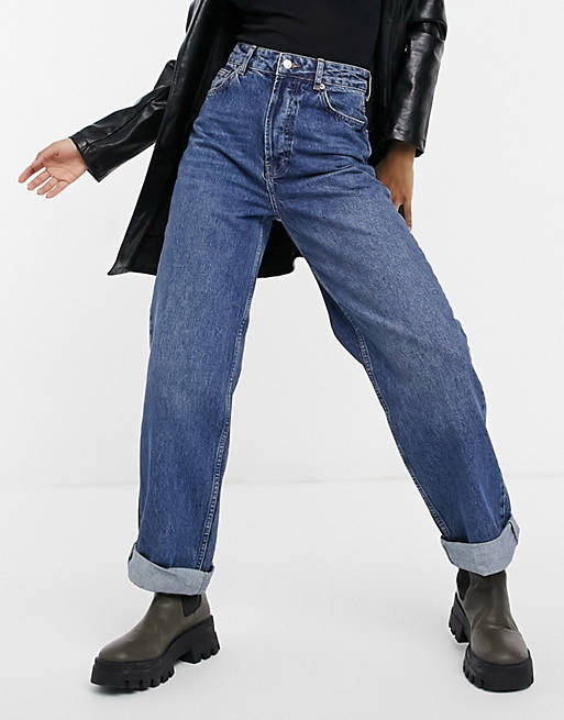  Topshop One oversized mom jeans in mid blue 