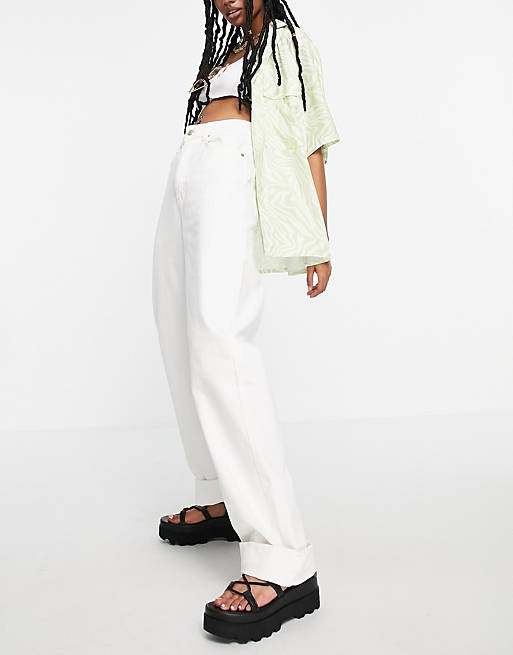Jeans Topshop One oversized mom jeans in white 