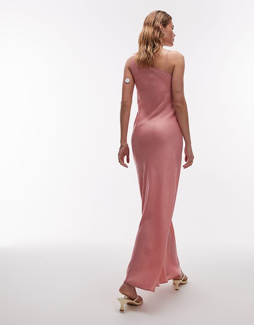 Topshop one shoulder cutwork lace detail midaxi dress in Topshop one shoulder cutwork lace detail midaxi dress in