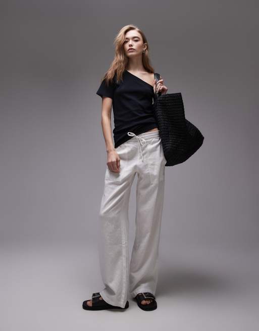 Topshop one shoulder tee in black
