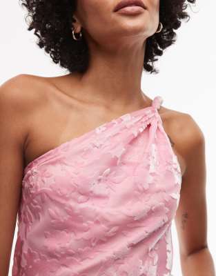 Topshop One-shoulder Twist Sleeveless Top In Pink