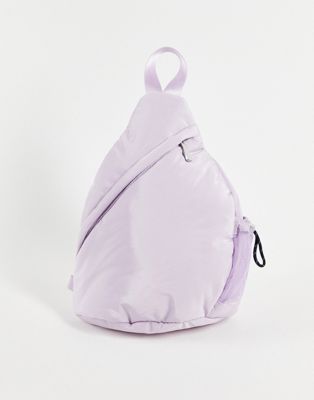 Topshop one strap nylon backpack in lilac