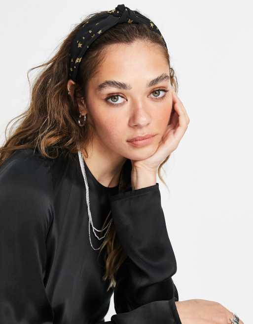Topshop – Opaska na głowę z węzłem i wzorem w gwiazdki