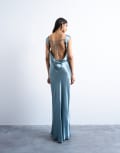 [Topshop] Topshop open back satin midi dress in slate-Grey 8 Slate