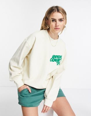 Topshop open court vintage style sweat in sand
