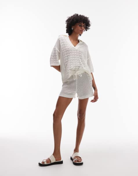 Topshop open stitch co-ord short in ivory - view 1