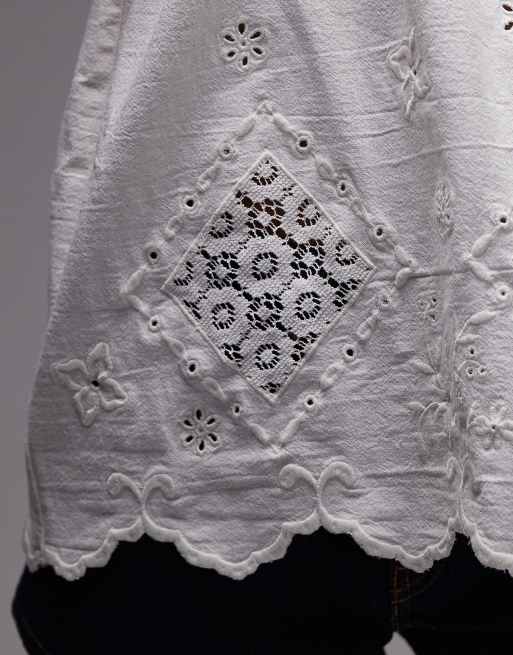 Topshop - Opengewerkte bandeau-top in ivoorwit, deel van co-ord set, 4 van 4