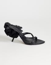 Topshop Ophelia real leather high heeled sandal with ruffle in black