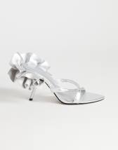 Topshop Ophelia real leather high heeled sandal with ruffle in silver