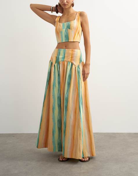 Topshop - Orange sæt med abstrakte striber - view 1