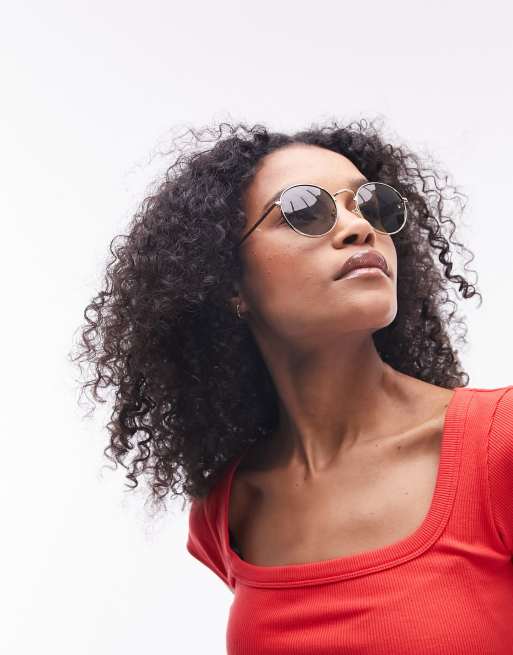 Topshop - Orchid - Guldfarvede runde solbriller