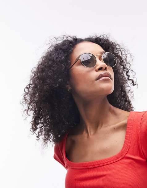 Topshop - Orchid - Lunettes de soleil rondes - Doré - view 1