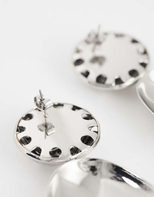 Topshop orecchini a bottone pendenti Faye in argento, 3 di 4