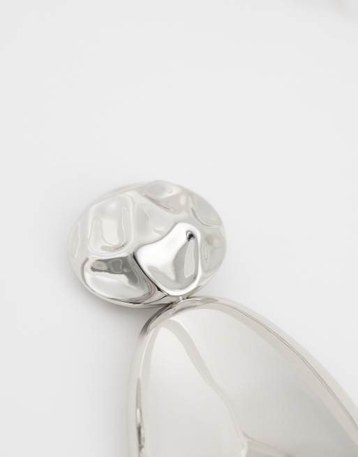 Topshop orecchini a bottone pendenti Faye in argento, 4 di 4