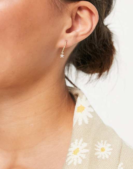 Topshop - Orecchini a cerchio con sfere e ciondolo con stella color oro