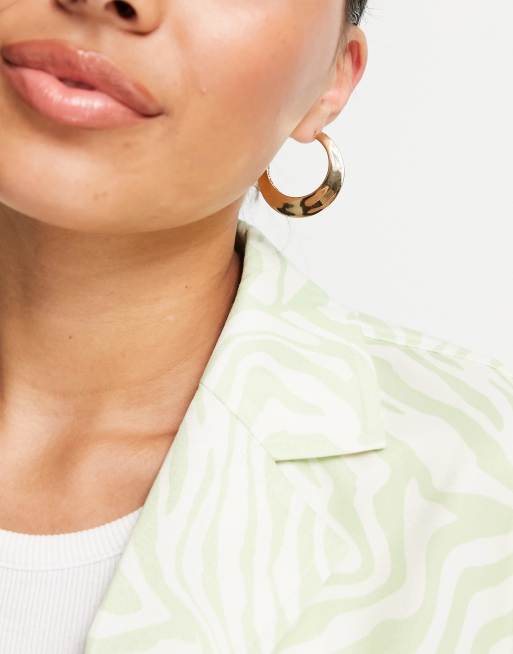 Topshop - Orecchini a cerchio curvi, colore oro