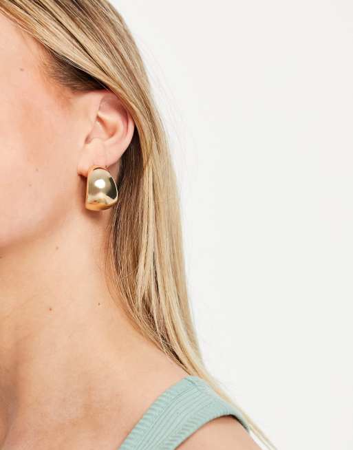 Topshop - Orecchini a cerchio spessi in metallo fuso color oro
