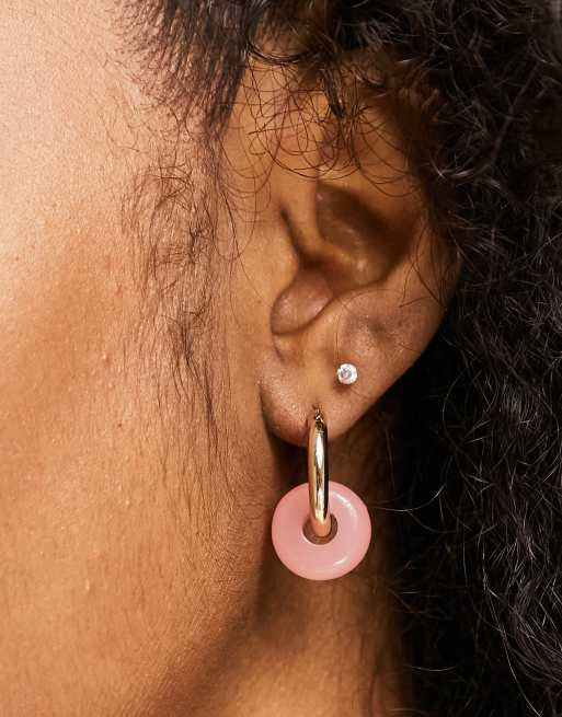 Topshop - Orecchini a cerchio spessi piccoli color oro screziati
