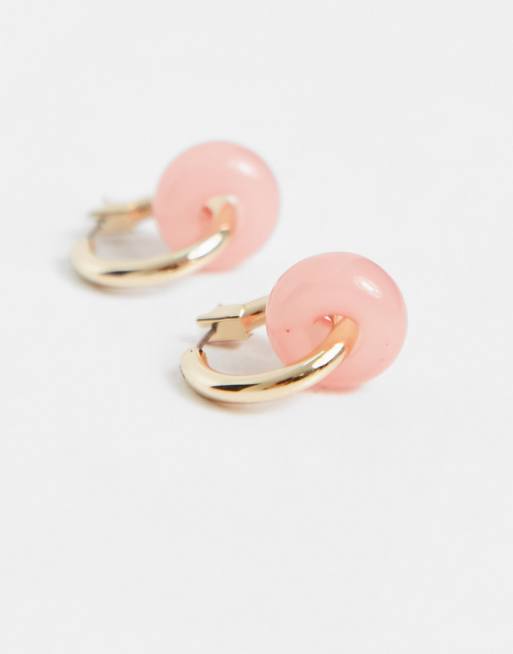 Topshop - Orecchini a cerchio spessi piccoli color oro screziati, 3 di 4