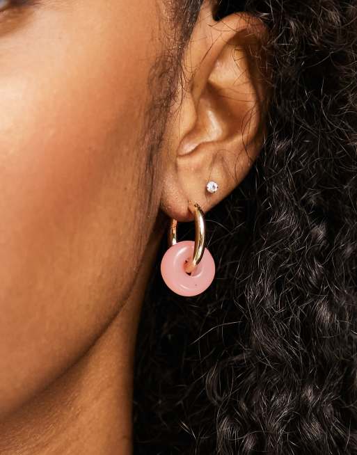 Topshop - Orecchini a cerchio spessi piccoli color oro screziati, 4 di 4