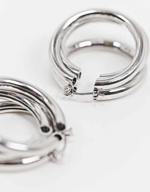 Topshop - Orecchini argento a triplo cerchio spessi, 2 di 4