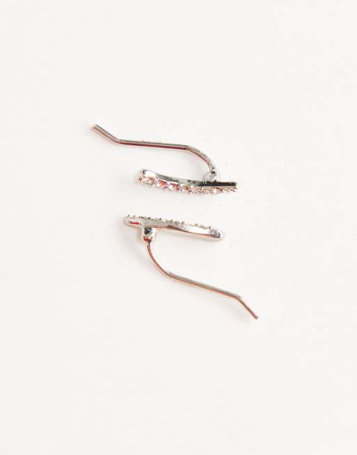 Topshop - Orecchini ear cuff con cristalli sottili color argento