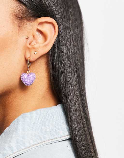 Topshop - Orecchini pendenti con cuore viola effetto zuccherato