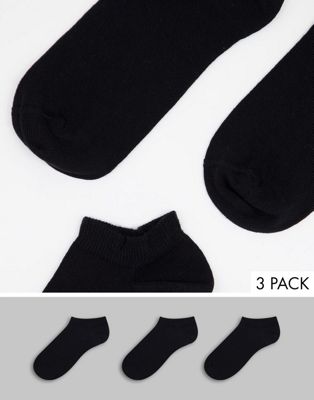 Topshop cotton shoe liner 3 pack socks in black - BLACK