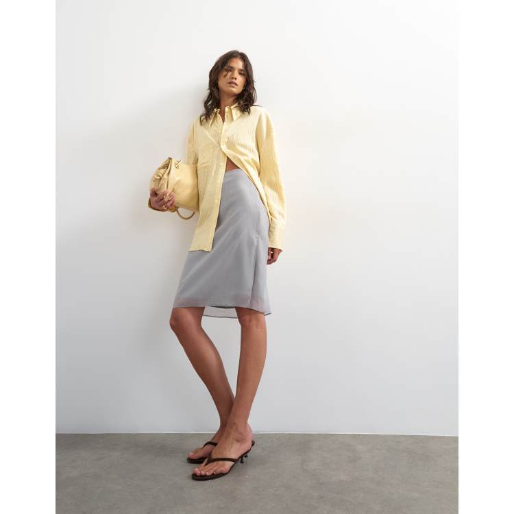 Topshop organza 90s length skirt in gray | ASOS