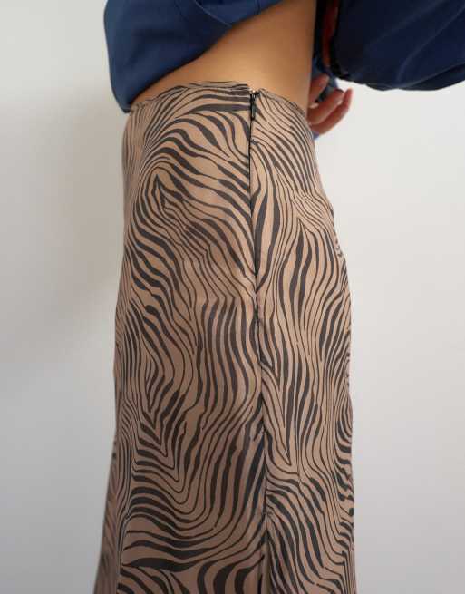 Topshop organza 90s length skirt in zebra print, 3 of 5