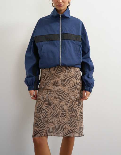 Topshop organza 90s length skirt in zebra print, 5 of 5