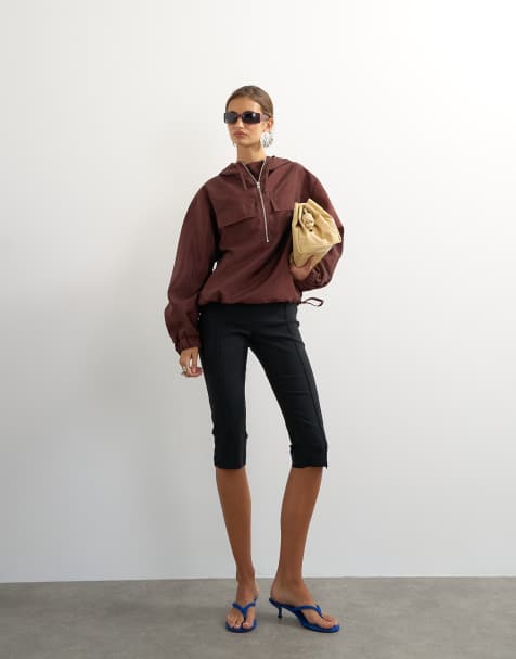 Topshop organza bomber in brown - view 1