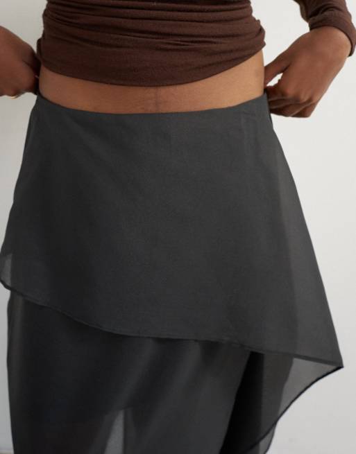 Topshop organza drape detail maxi skirt in black, 4 of 5