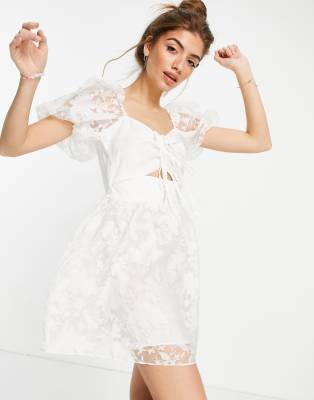 Topshop organza dress with cutout detail in white | ASOS