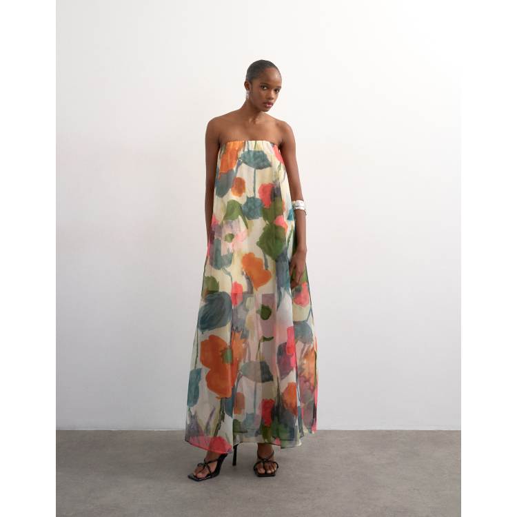 topshop floral cut out dress Topshop Floral Cut Out Midi Dress In Mono