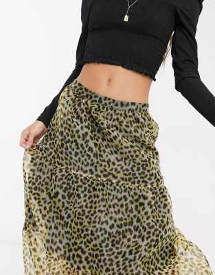 animal print midi skirt topshop