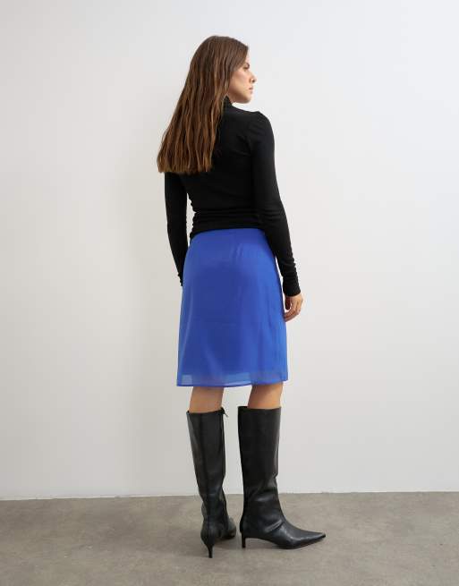 Topshop organza-nederdel i 90'er-længde i kobolt, 3 af 5