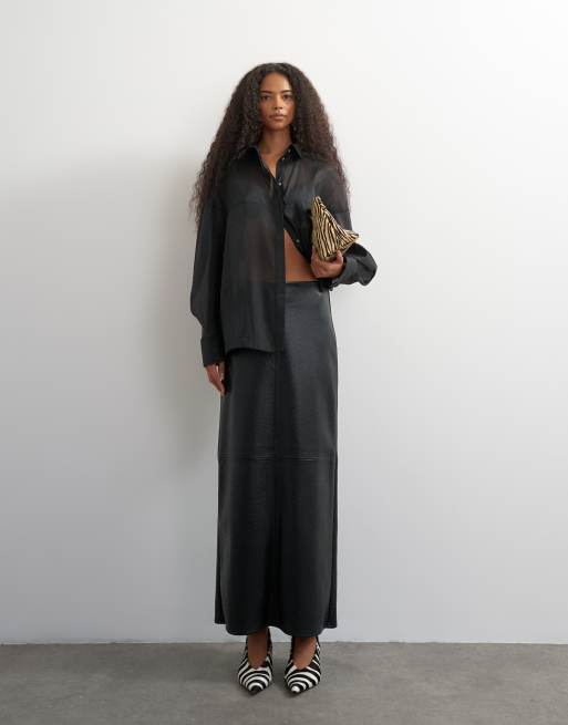 Topshop organza overhemd in zwart, 3 van 4