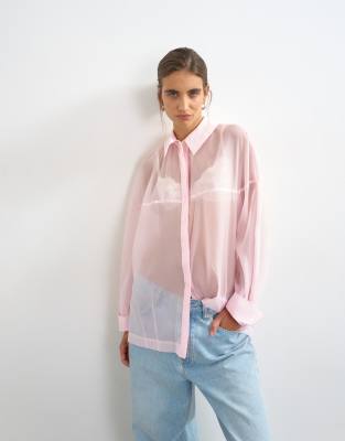 Topshop Organza Shirt In White