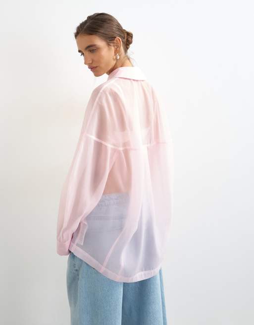 Topshop organza shirt in light pink, 2 of 4