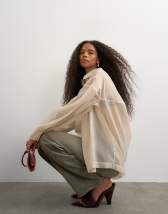 Topshop organza shirt in oyster