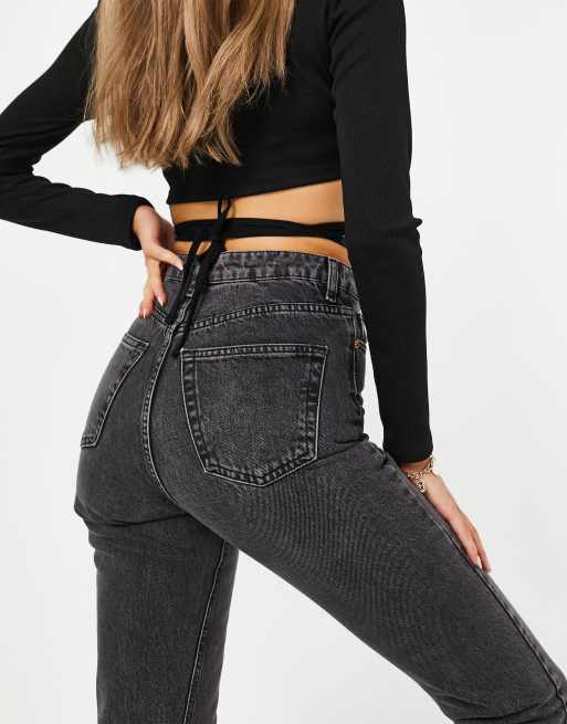 Topshop – Original – Czarne sprane jeansy mom fit z wysokim stanem , 3 z 4
