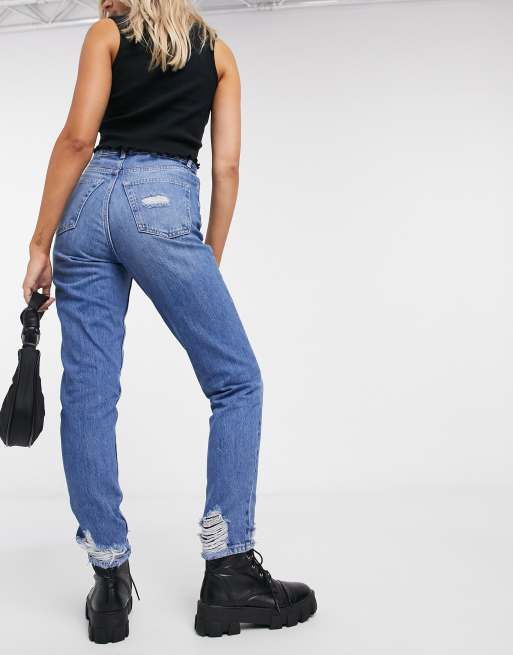 Topshop Original high rise Mom jeans in blue mid wash, 2 of 4